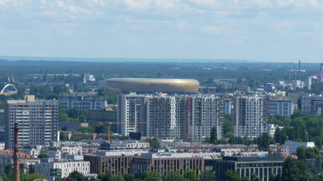 View from the tower on Pacholek Hill on amongst others the Stadion Energa Gdańsk stadium
